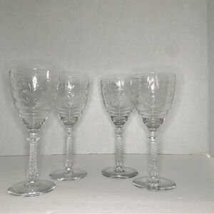 Leaf Etched wine glasses set of four wedding gift